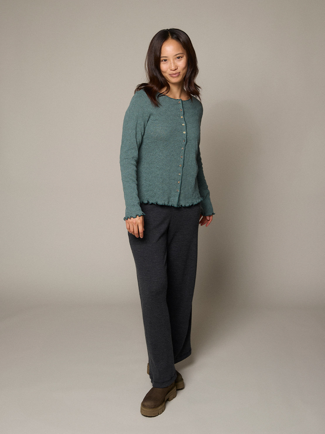 Baumwoll-Cardigan Jacquard in beige von Jalfe