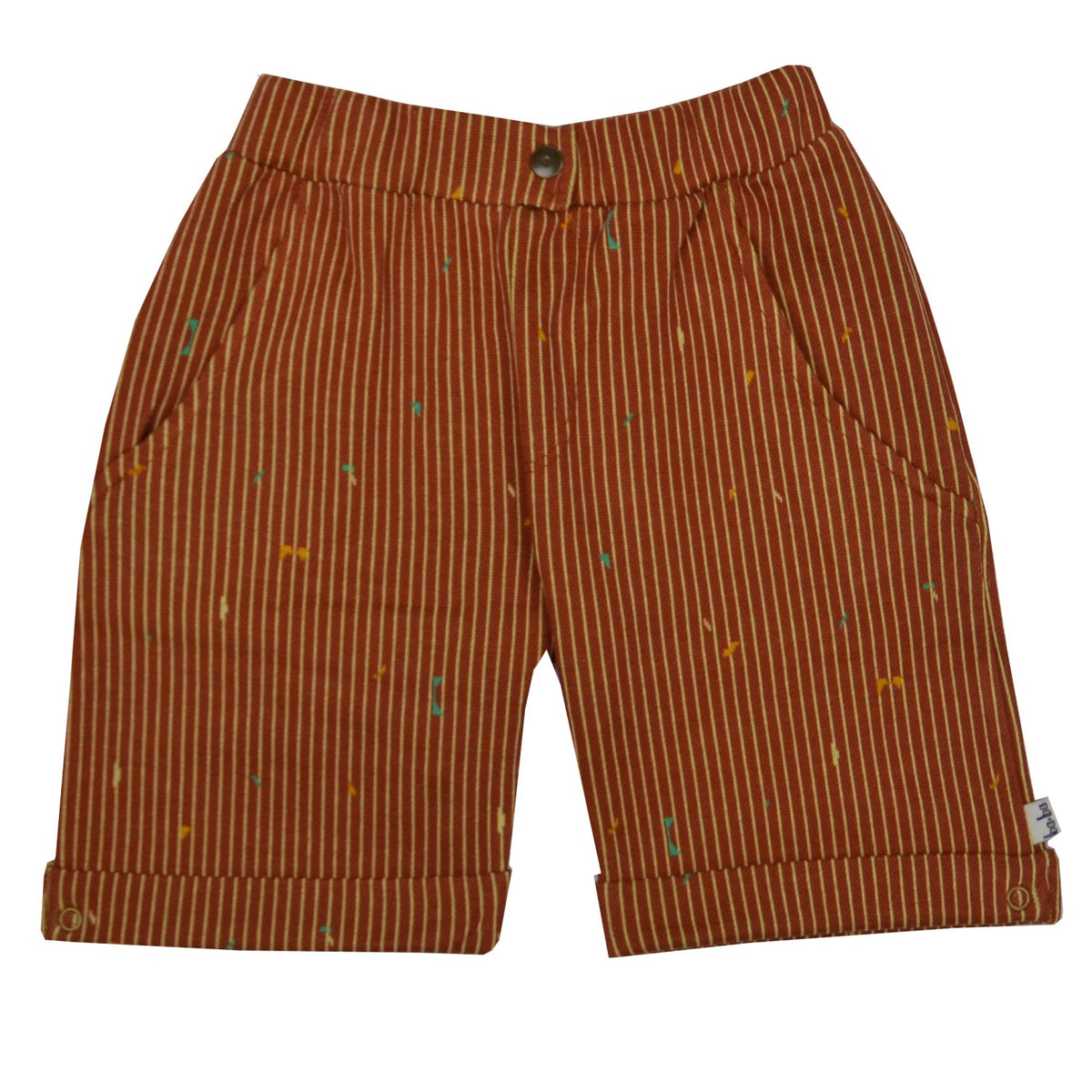 SALE: Shorts in Braun mit Streifen und farbigen Sprenkel von Baba