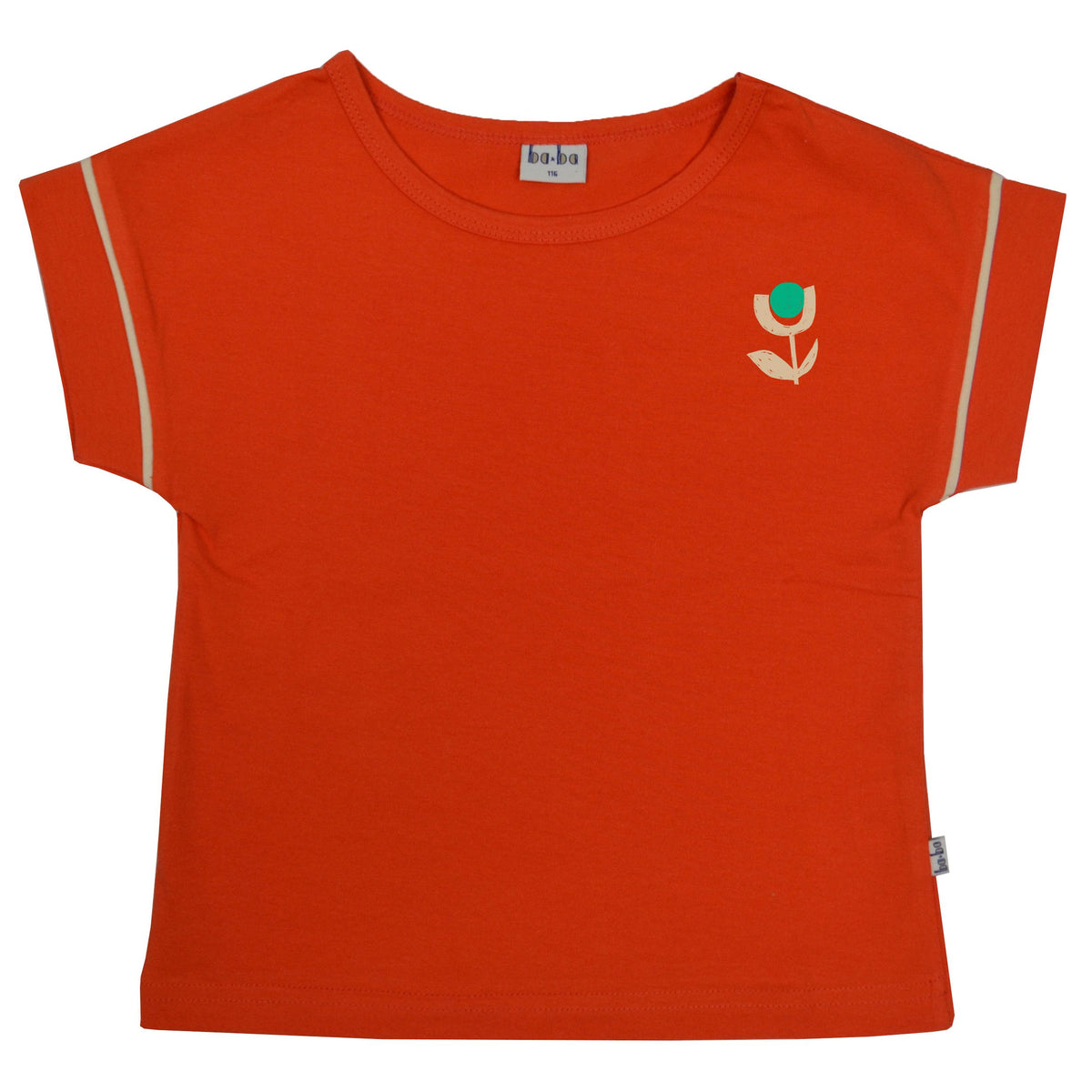SALE: T-shirt mit kleiner Blume auf Rot von Baba