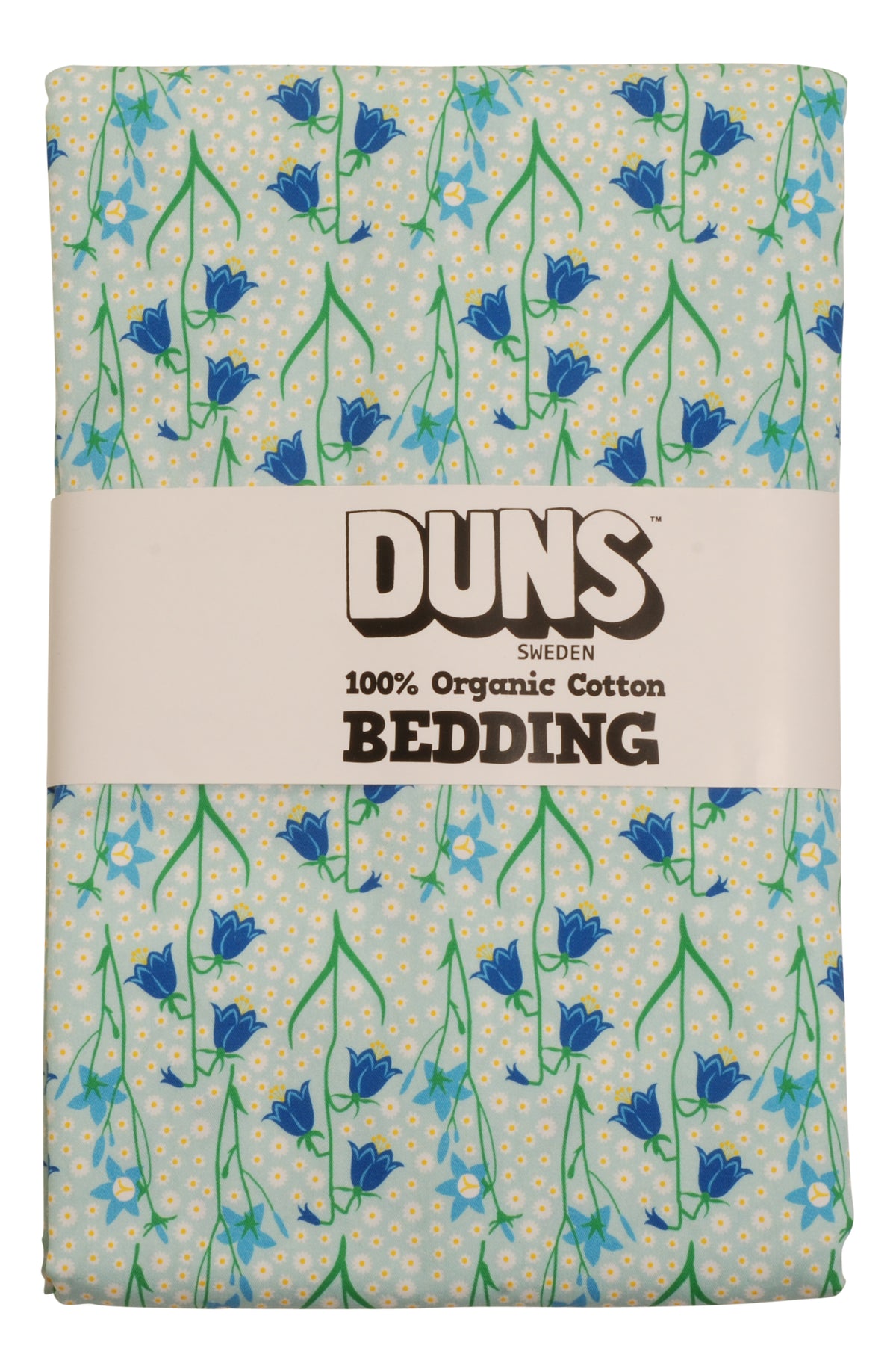 Bettwäsche mit Glockenblumen auf Blau