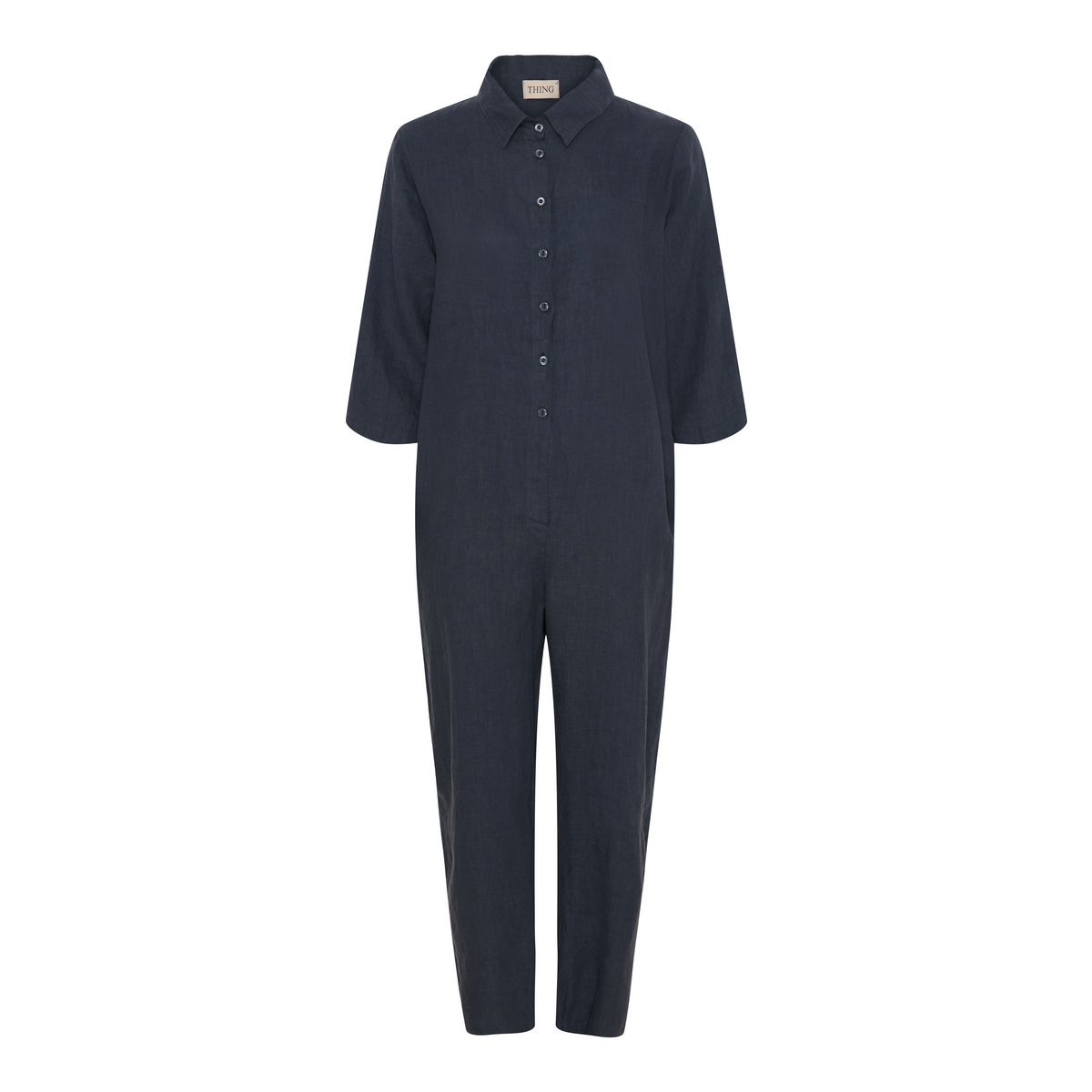 SALE: Leinen-Jumpsuit in Dunkelblau von Thing