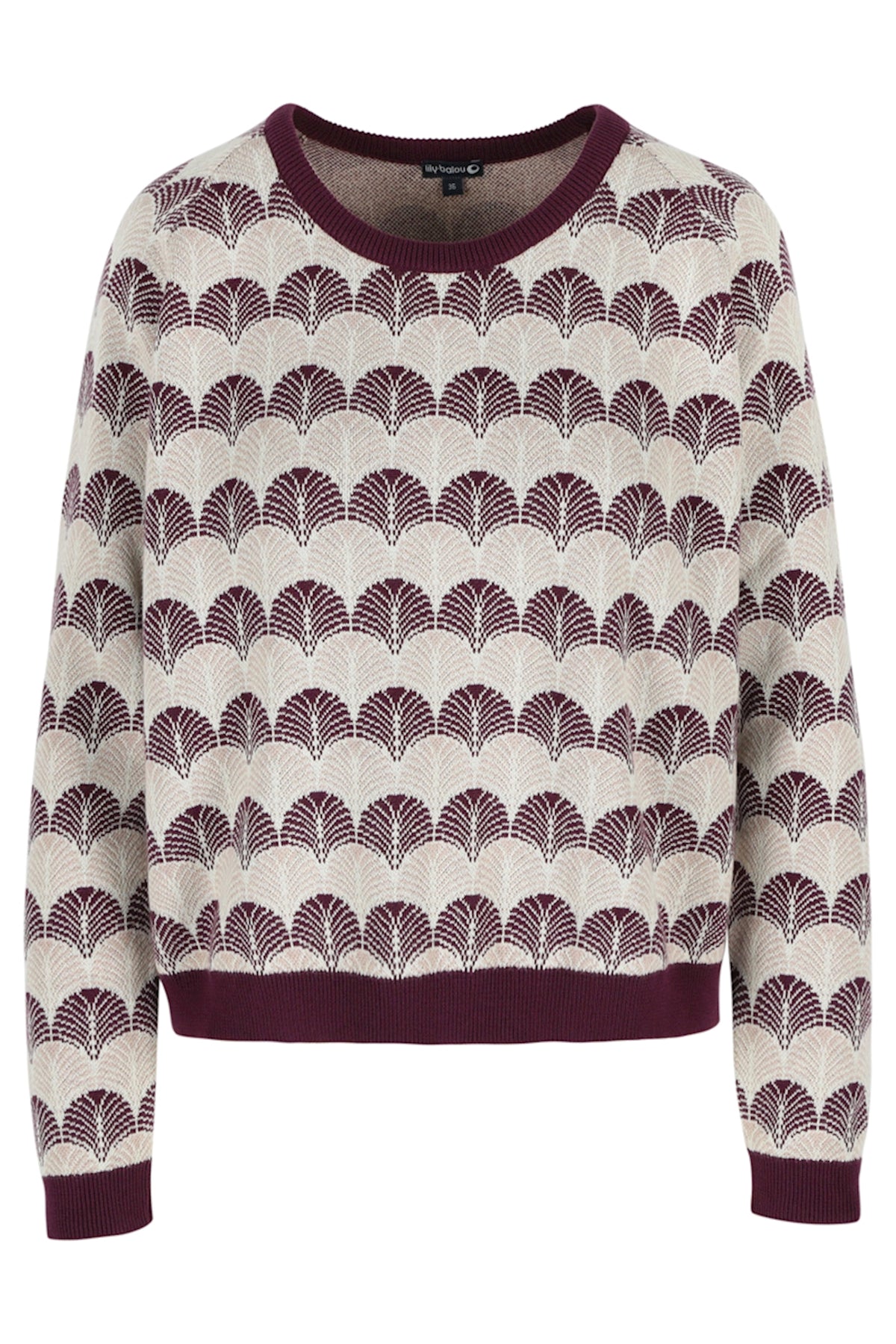 SALE: Strick-Pulli gemustert Federn Grape Wine von Lily Balou
