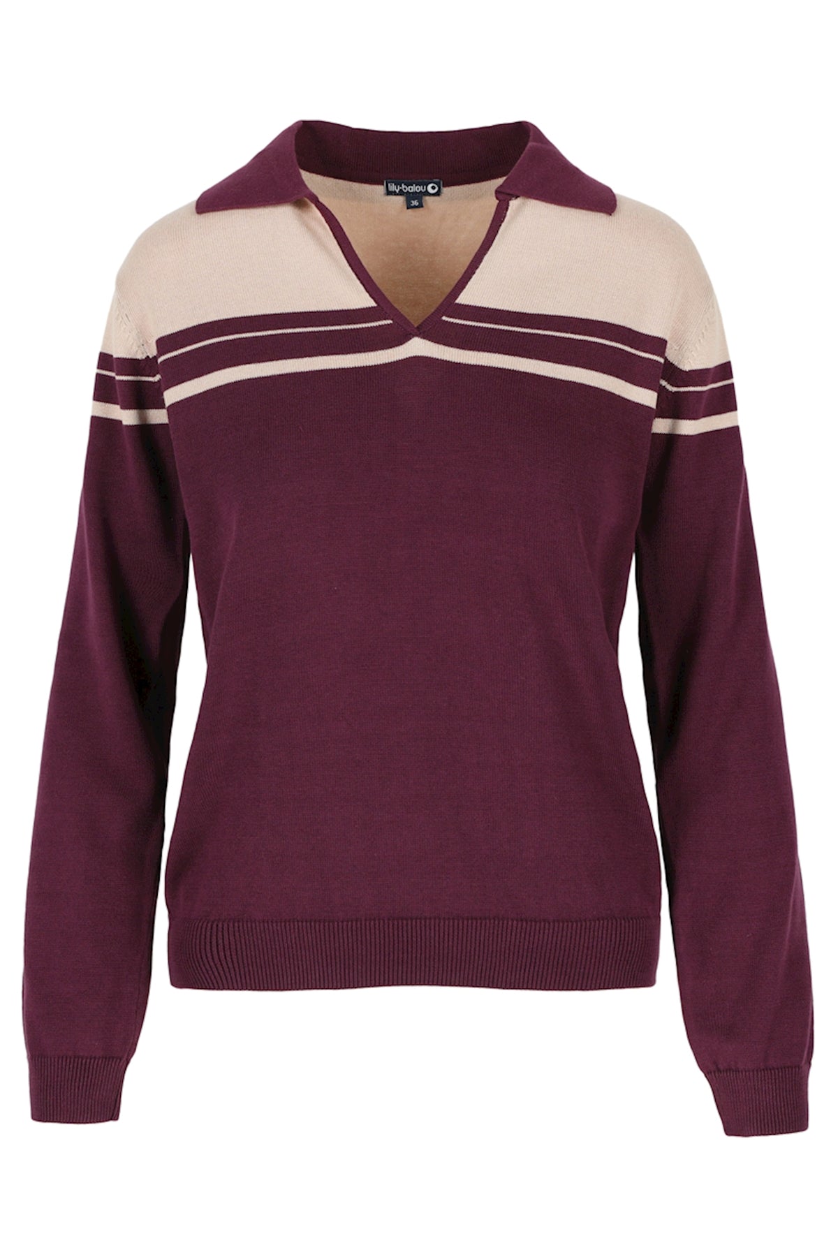 SALE: Strick-Pulli Polo Grape Wine/Rose Dust von Lily Balou