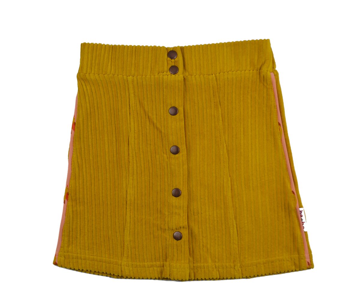 SALE -50%: Cord-Jupe in Mustard mit Knöpfen von Baba