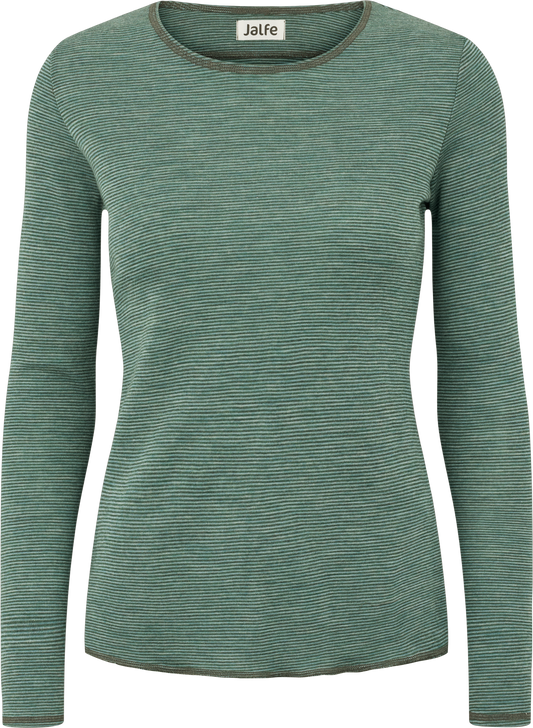 Wolle-Shirt gestreift Aqua-Dusty Green
