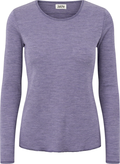 Wolle-Shirt dünn gestreift Violet-Grau Mélange