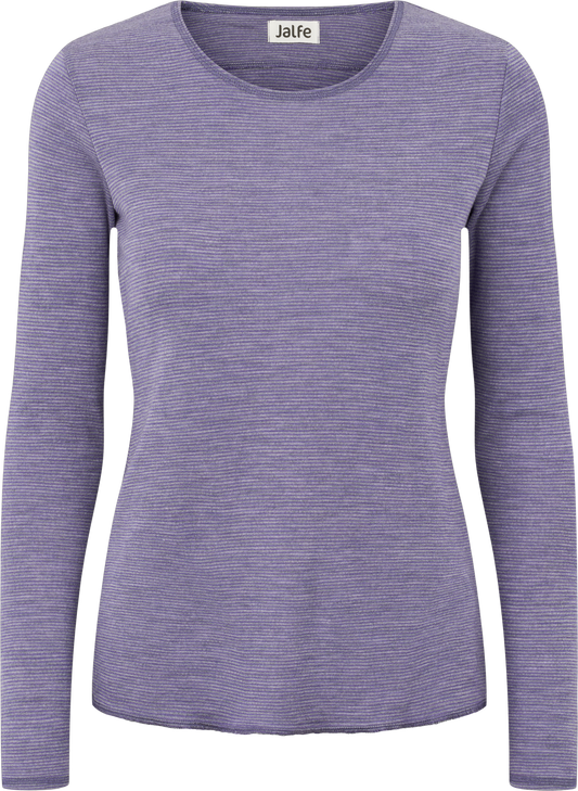 Wolle-Shirt dünn gestreift Violet-Grau Mélange