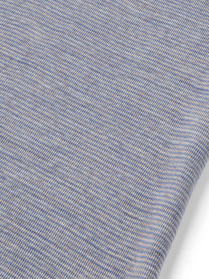 Wolle-Damenshirt Langarm  gestreift natural/light blue von Jalfe