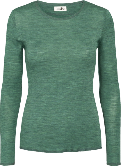 Wolle-Damenshirt Langarm  in Aloe Melange von Jalfe