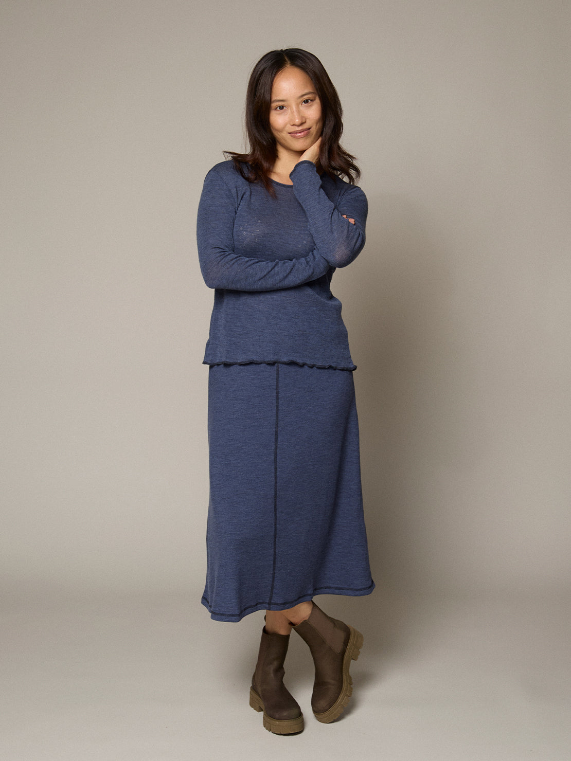 Damenjupe in A-Form in Denim Melange von Jalfe