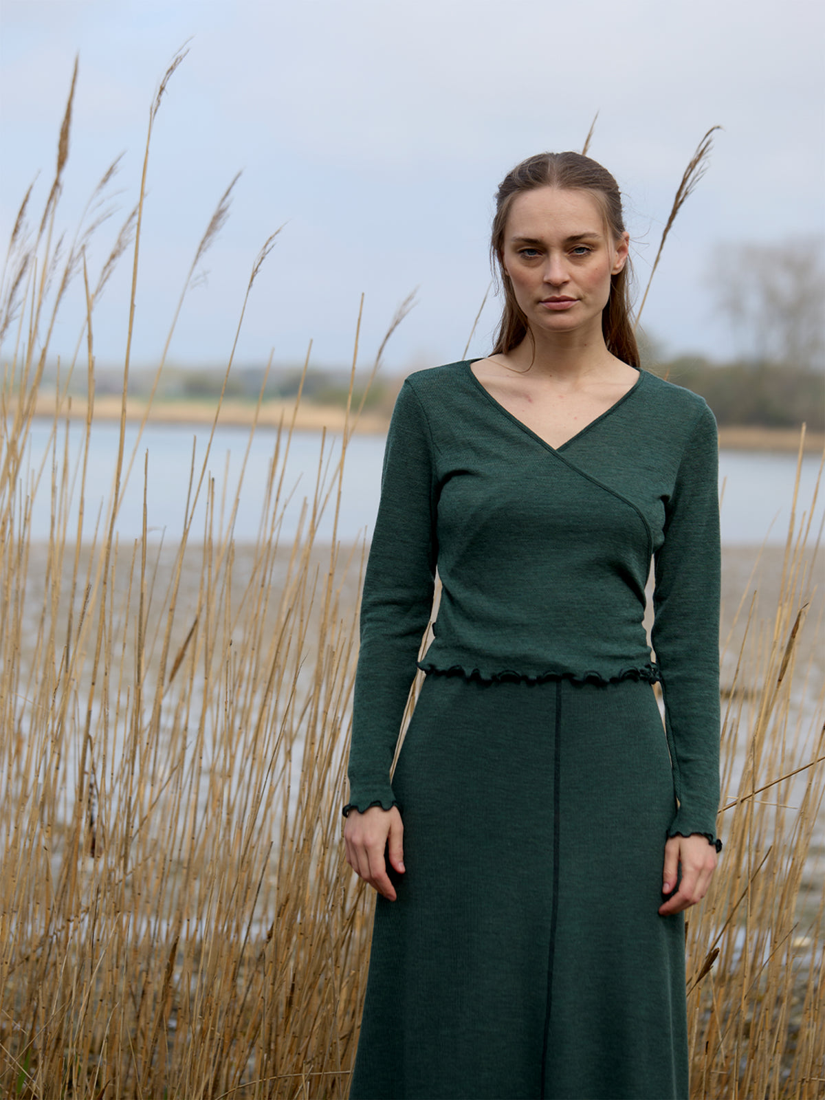 Damenjupe in A-Form in Dusty Green von Jalfe