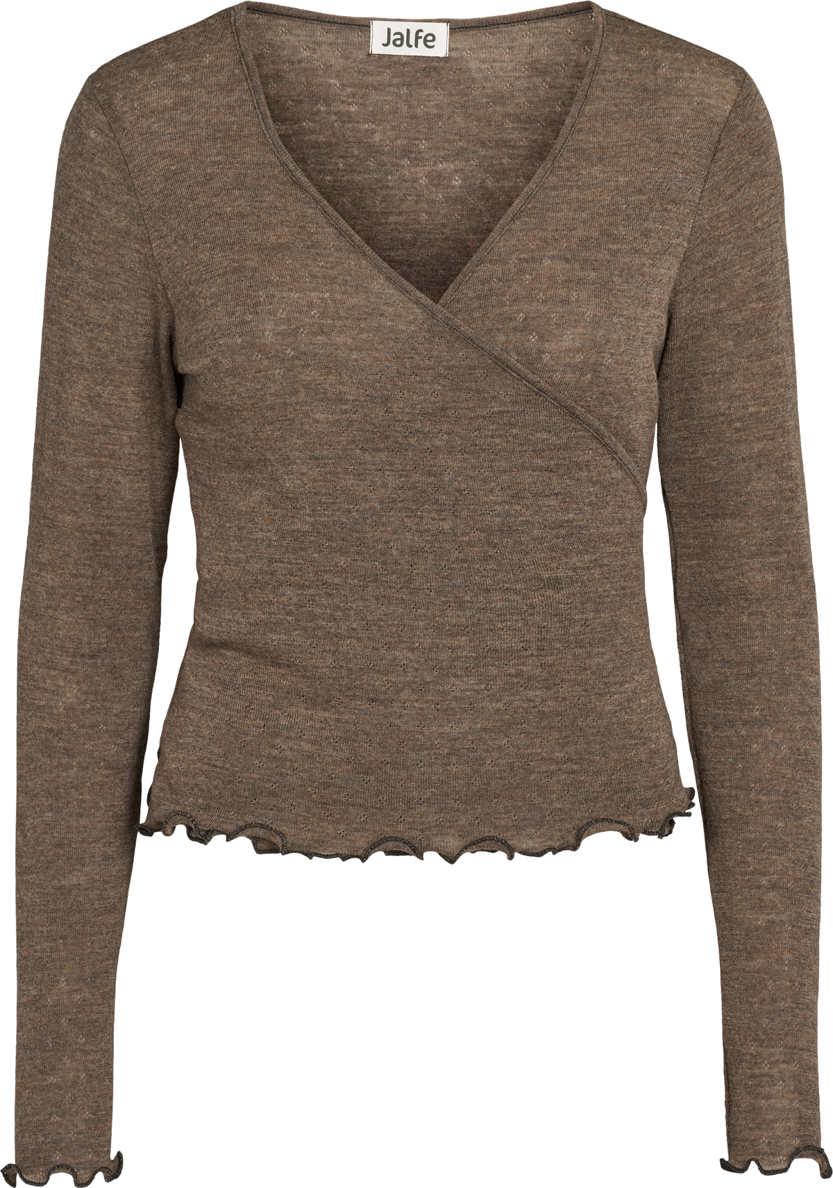 Wolle Wickel-Cardigan in Wood Melange