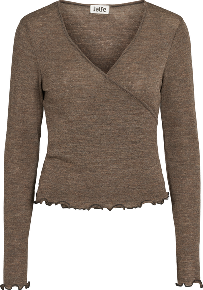 Wolle Wickel-Cardigan in Wood Melange