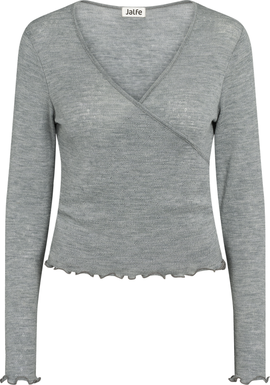 Wolle Wickel-Cardigan in Grau