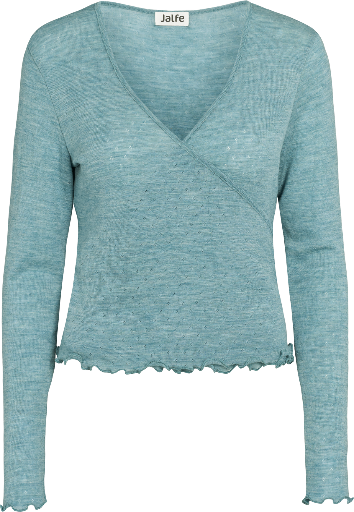 Wolle Wickel-Cardigan in Aqua mélange