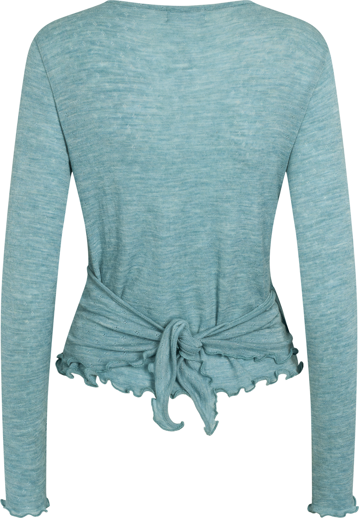 Wolle Wickel-Cardigan in Aqua mélange