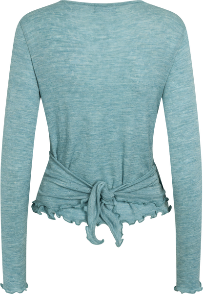 Wolle Wickel-Cardigan in Aqua mélange