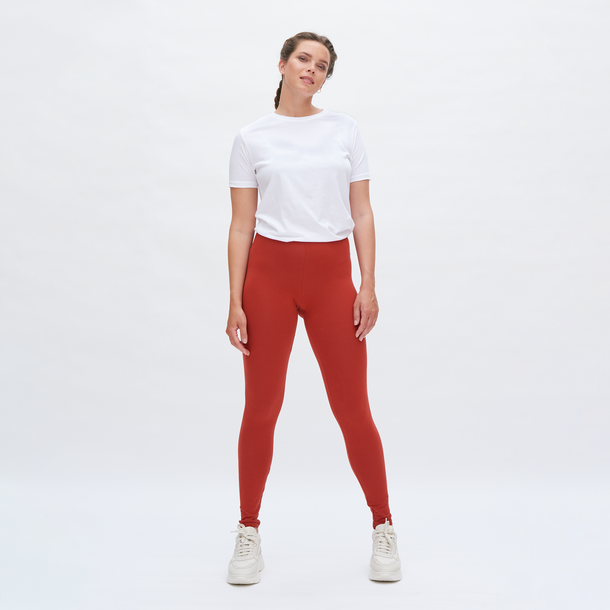 Leggings aus Bio-Baumwolle in Backstein-Rot von Living Craft