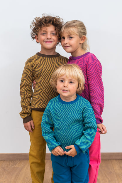 SALE: Gestrickter Pulli geometrisch in Mykonos Blue von Lily Balou