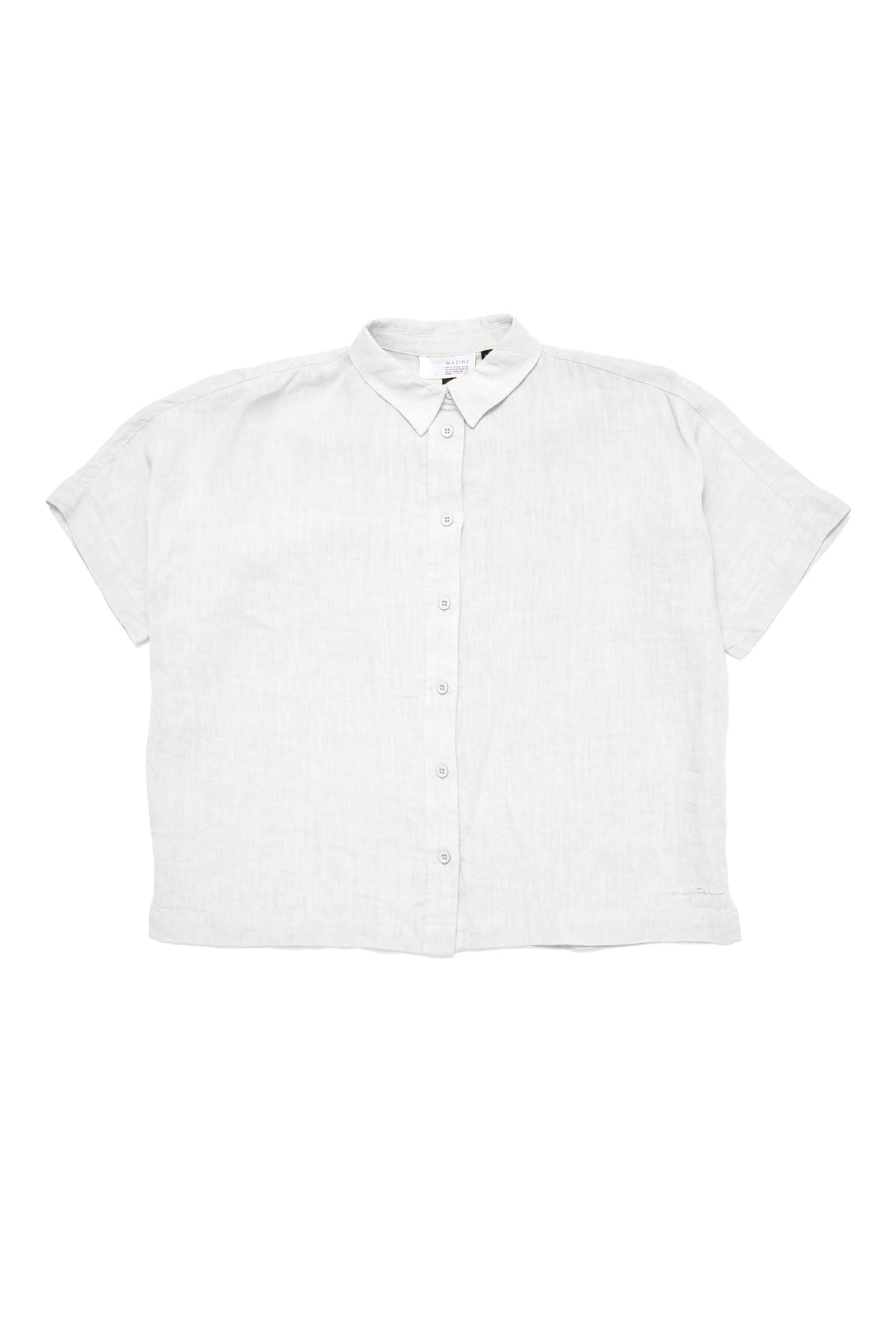 Kurzarm Leinen-Hemd in bright white