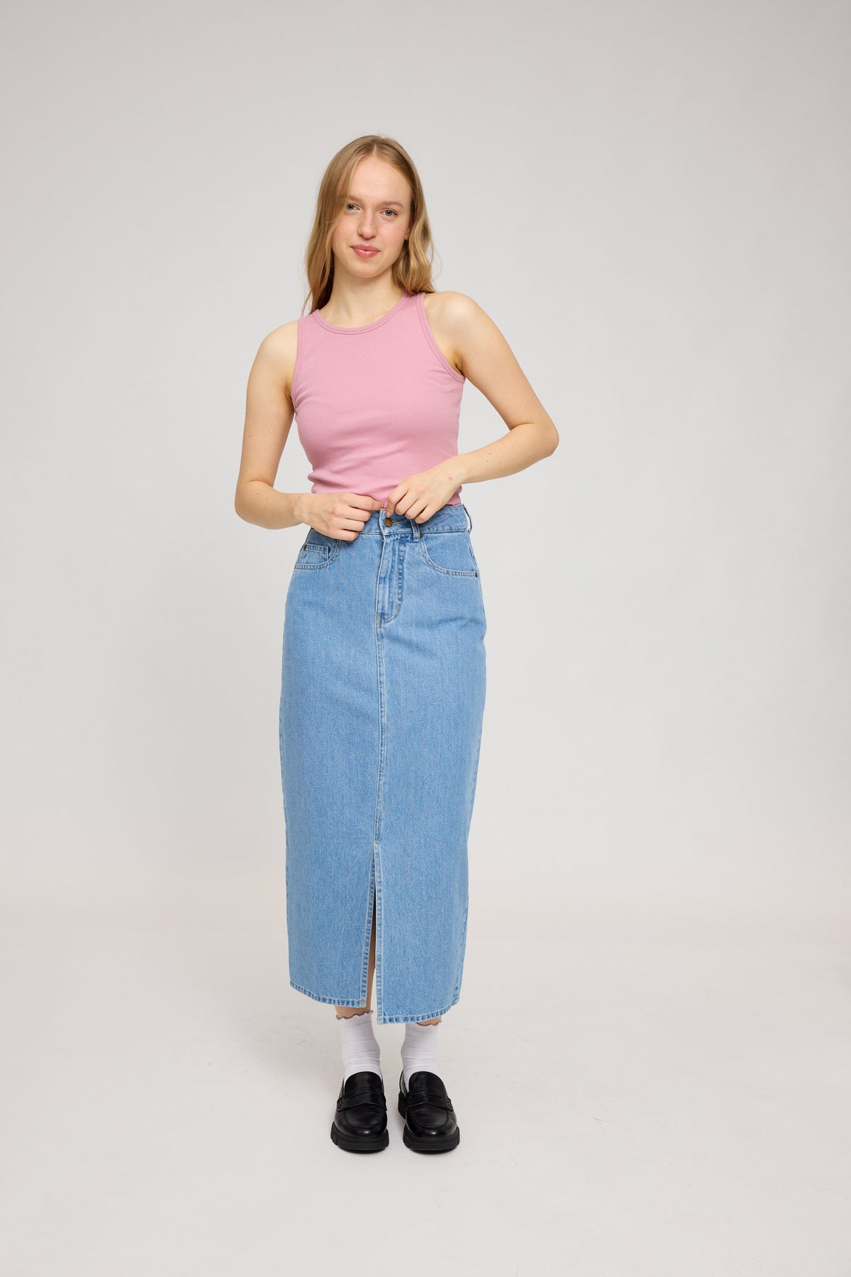 Ribbed Tank Top in Powder Rose von Mazine
