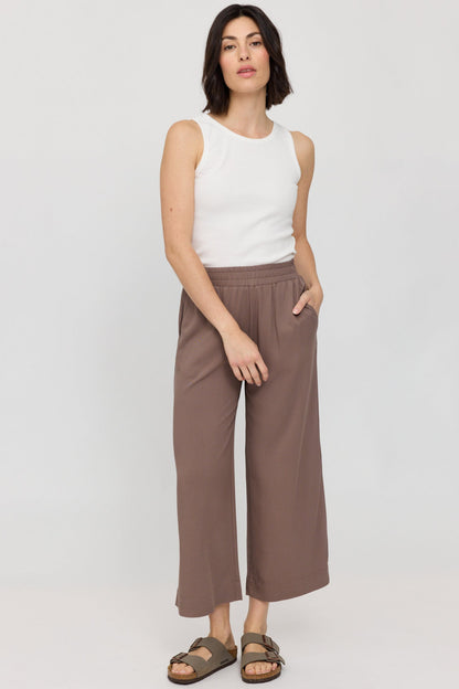 Sommerhose mit weitem Bein in Graubraun von Mazine