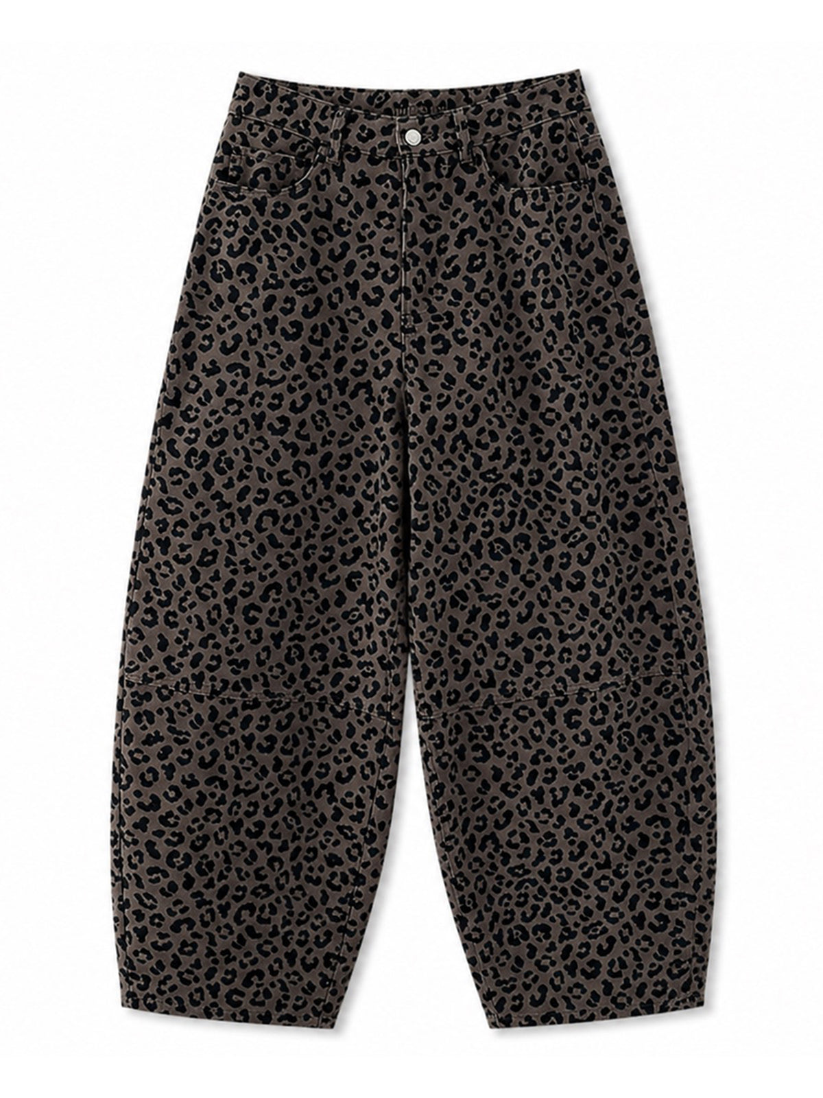 Barrel Pants mit Leoprint auf Braun von Mazine
