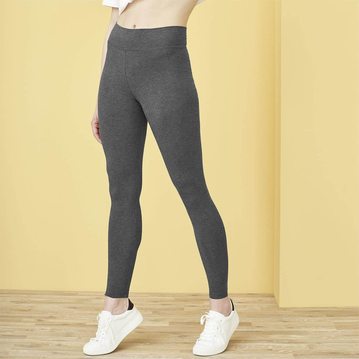 Leggings mit breitem Bund aus Bio-Baumwolle in Grafit mélange von Living Craft