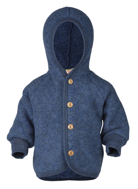 Kapuzenjacke aus Wollfleece in Blau von Engel Naturtextilien