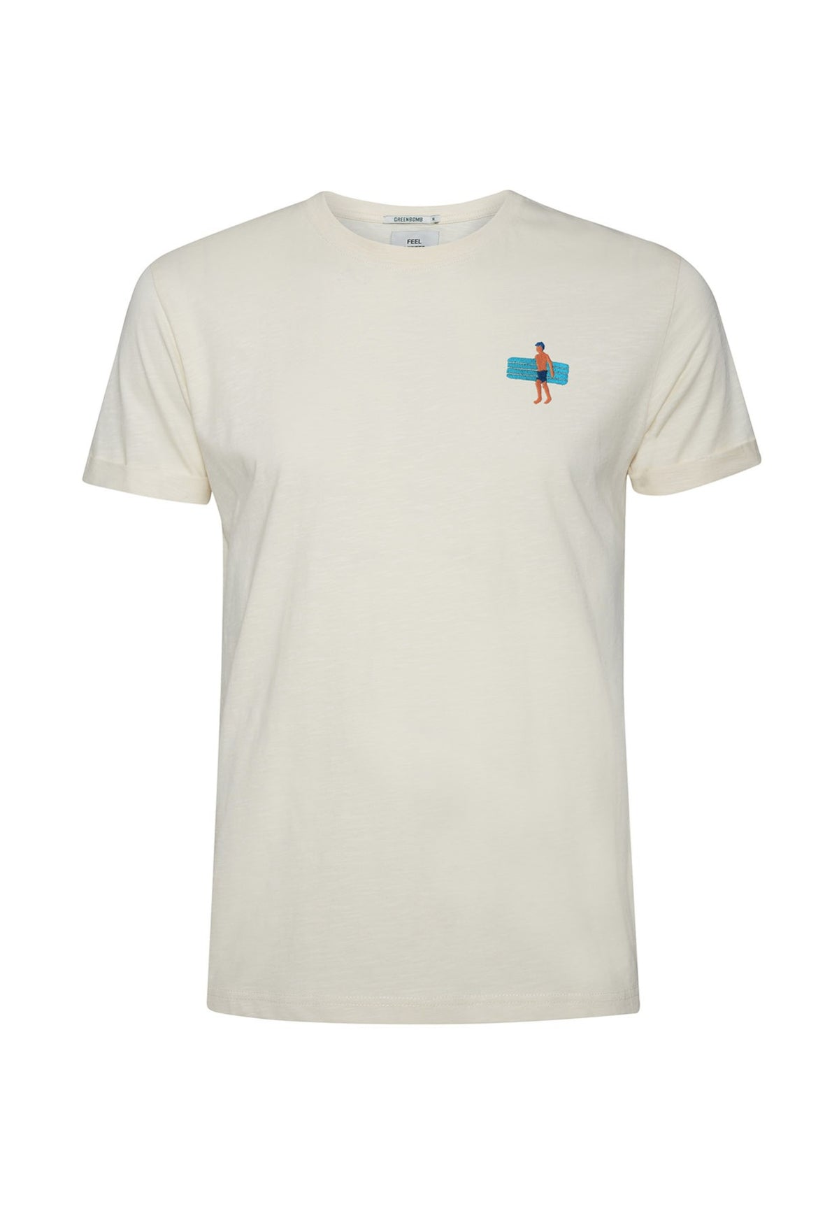 T-shirt Roll mit Luftmatraze auf Crèmeweiss von Greenbomb
