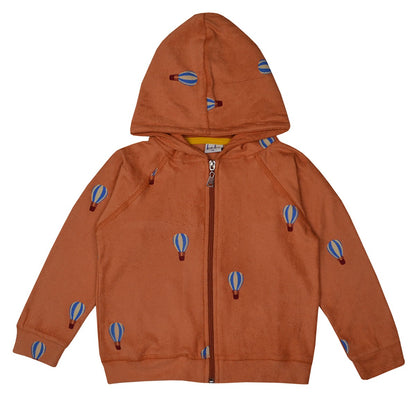 Frottée-Kapuzenjacke mit Ballon auf Terracotta von Baba