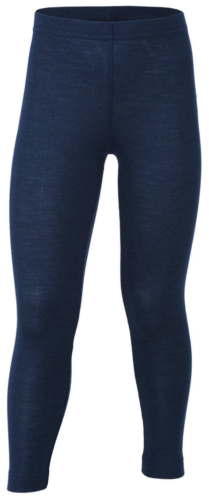Leggings Wolle/Seide uni Blau