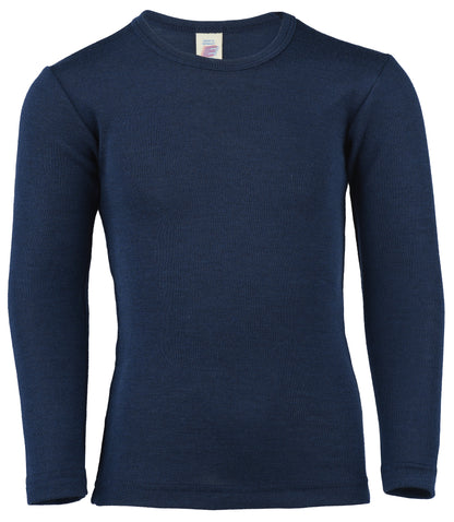 Langarmshirt Wolle/Seide in Blau bis Grösse 176 von Engel