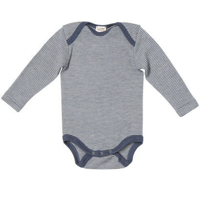 Body Wolle/Seide gestreift Blau/Natur von Living Craft