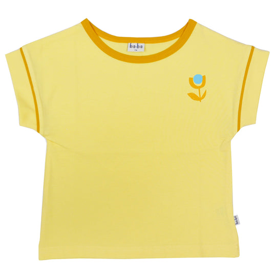 SALE: T-shirt mit kleiner Blume auf Sonnengelb von Baba