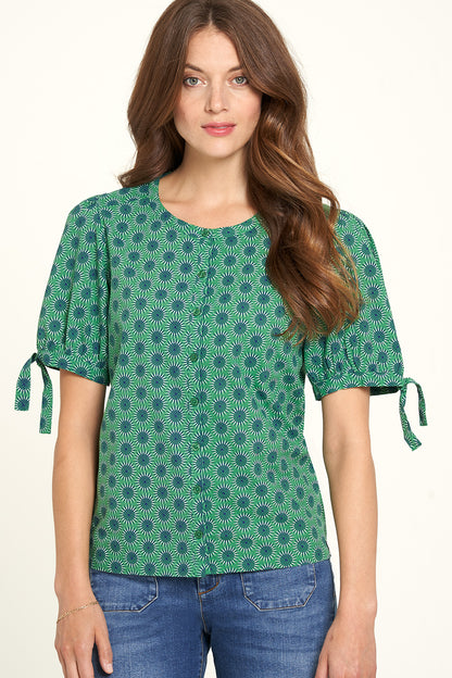 SALE -50%: Kurzarm-Bluse mit Blumen von Tranquillo