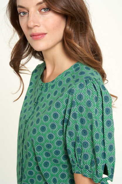 SALE -50%: Kurzarm-Bluse mit Blumen von Tranquillo