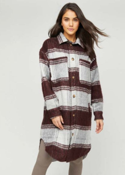 SALE: Jacke/Mantel in Rotwein/Multicolor von Mazine
