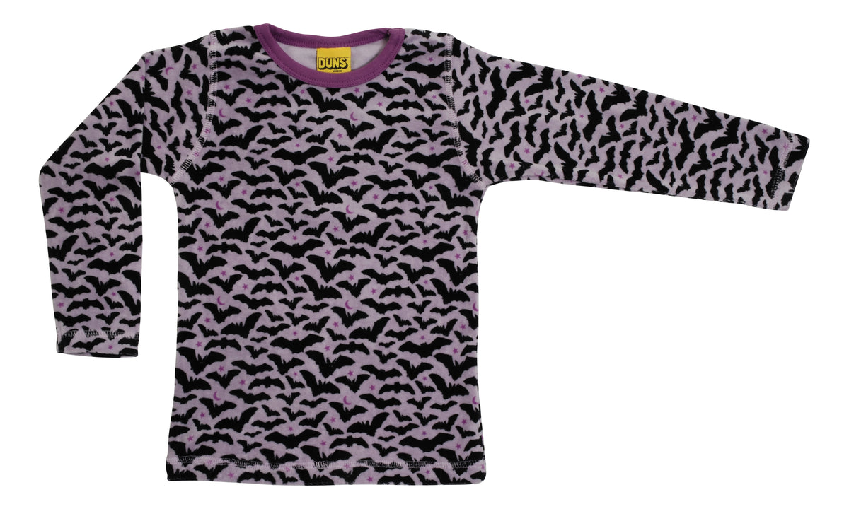 Velours-Pulli mit Fledermaus auf Lila von DUNS