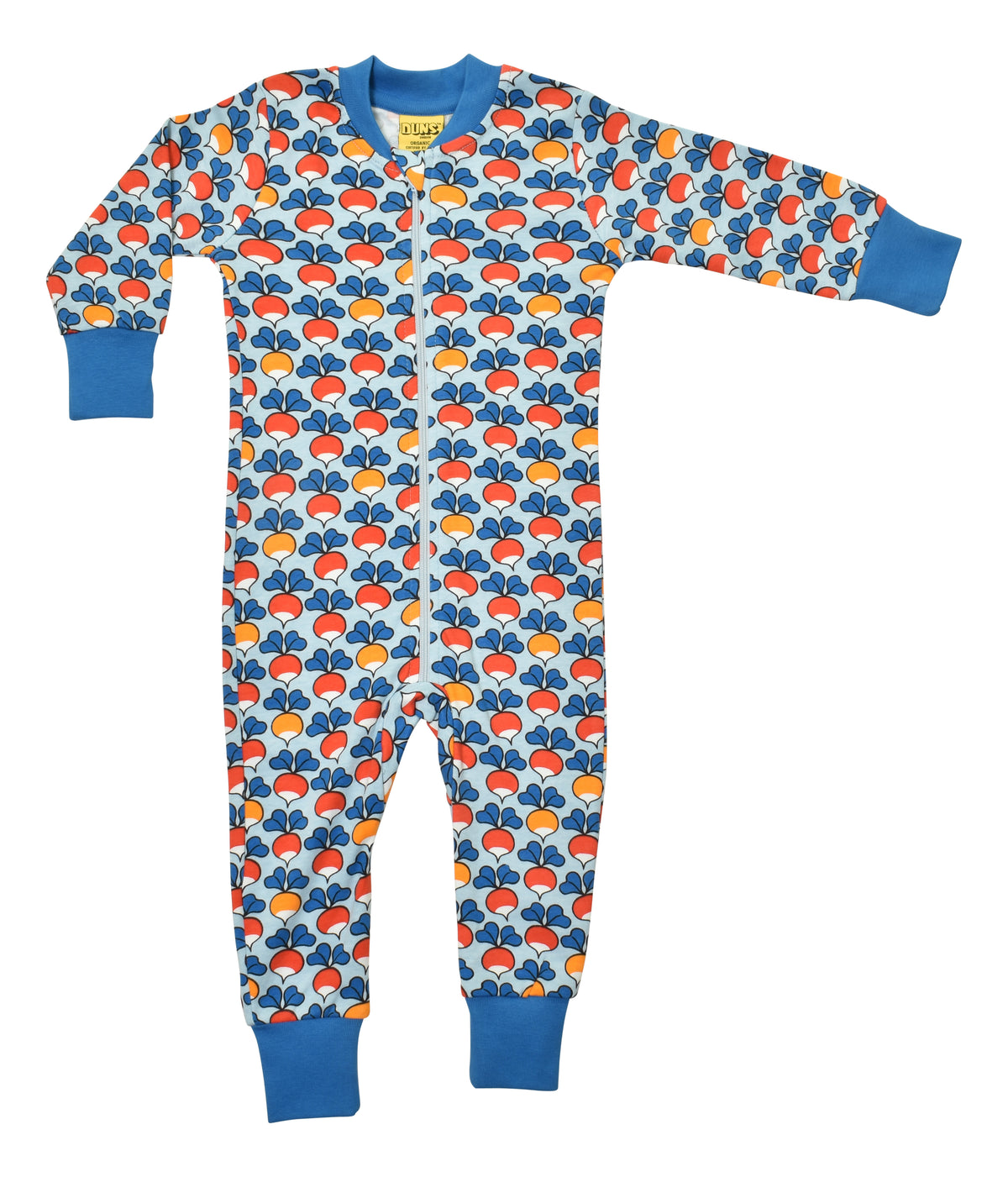 Einteiler-Pyjama mit Radiesli auf Mittelblau von DUNS