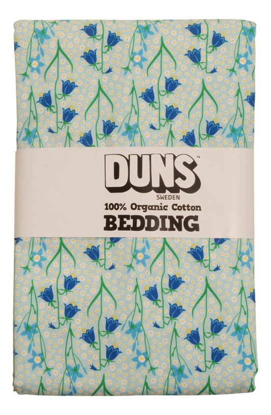 Bettwäsche mit Glockenblumen auf Blau