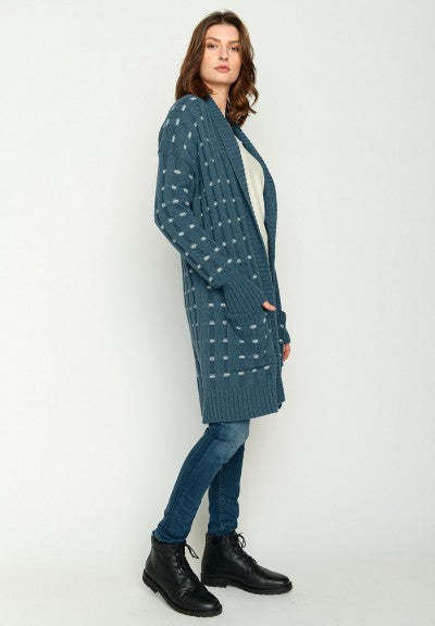 SALE -50%: Langer Cardigan in Teal von Greenbomb