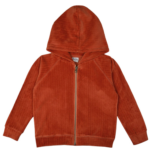 Velours-Kapuzenjacke in Rot/Braun von Baba