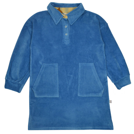 Velours-Langarmkleid in Niagara-Blau von Baba