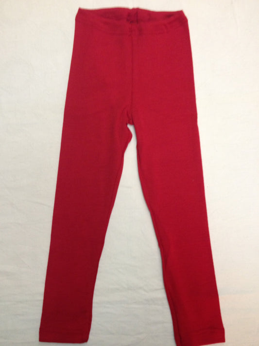 Leggings Wolle/Seide uni Rot bis Grösse 176