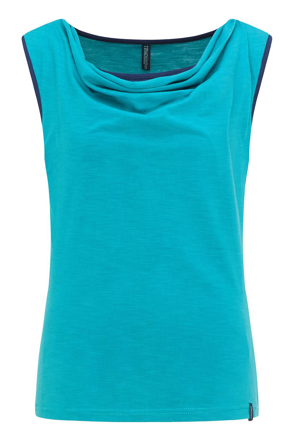 SALE: Duofarben-Shirt mit Wasserfallkragen in türkis/dunkelbla von Tranquillo
