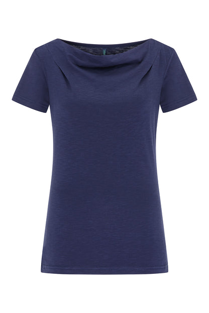 SALE: T-shirt Wasserfallkragen in Dunkelblau von Tranquillo