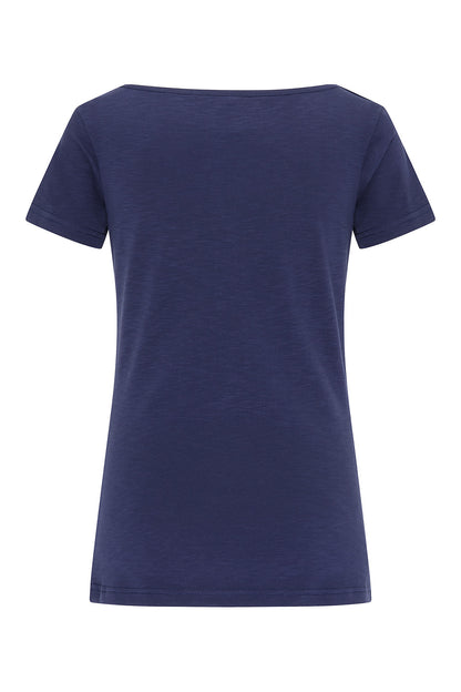 SALE: T-shirt Wasserfallkragen in Dunkelblau von Tranquillo