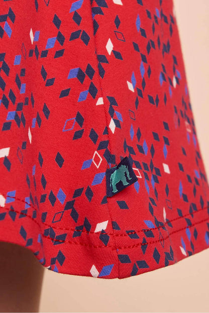 SALE: Jupe mit Rhomben auf Rot von Tranquillo