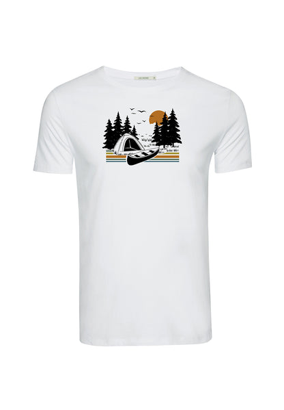 T-shirt Kanu Zelt auf Weiss Greenbomb
